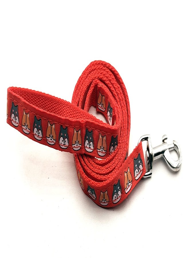 Pups&Pets Nylon Printed Adjustable Neck Collar Belt with Handle Padded Leash Ideal for Training/Outdoor Walking Dogs and Puppies and Cats (Red) - Image 5